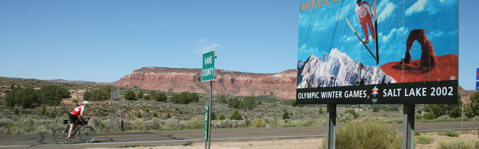 Joan climbing towards Cedar Breaks during the 2009 Hoodoo 500